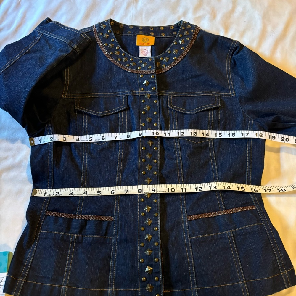 Ruby Rd. Studded Denim Jacket With Pockets Womens… - image 6